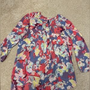 NYDJ Pintuck Blouse- Multi Floral, Medium